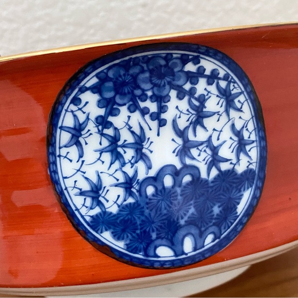 Vintage Shibata Toki Japan Hand Painted Porcelain Vibrant Orange & Blue 8” Bowl - Picture 11 of 14